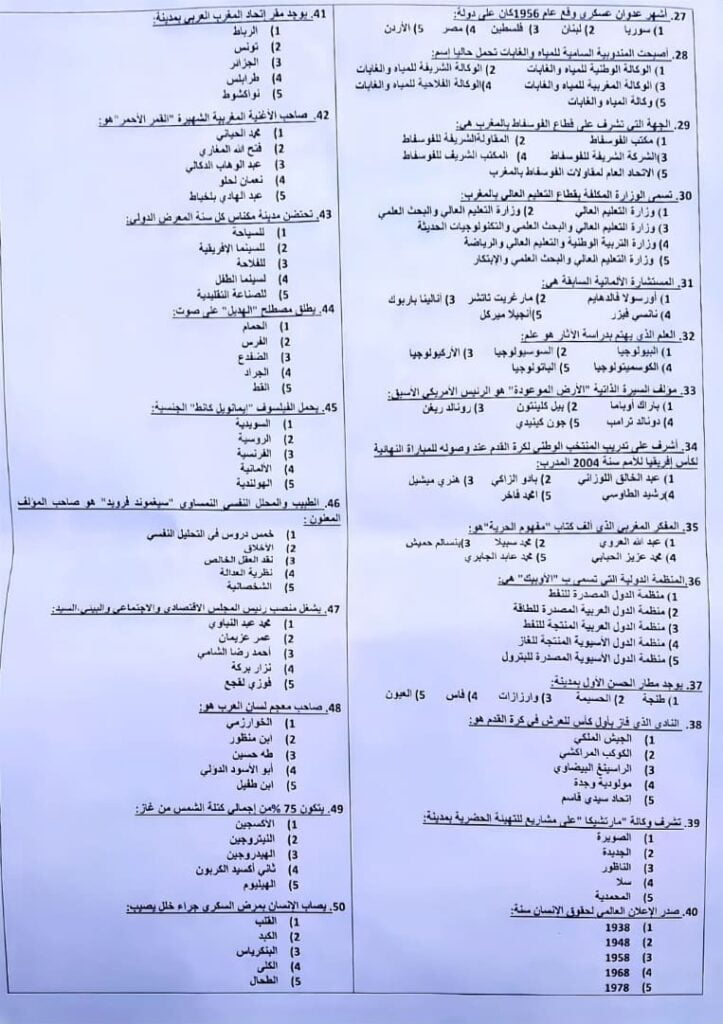 نموذج امتحان مفتشي الشرطة 2022